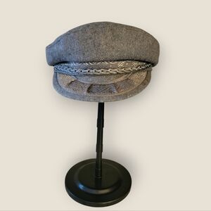 Vintage Aegean Greek Fisherman Cap Gray Wool Newsboy Sailor 7 1/4 Made in Greece